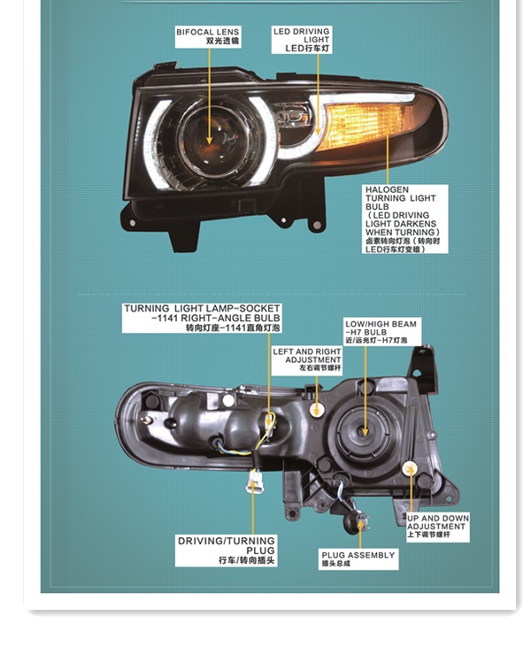 08-UP FJ CRUSIER headlamp ,taillamp and grille in land rover style 